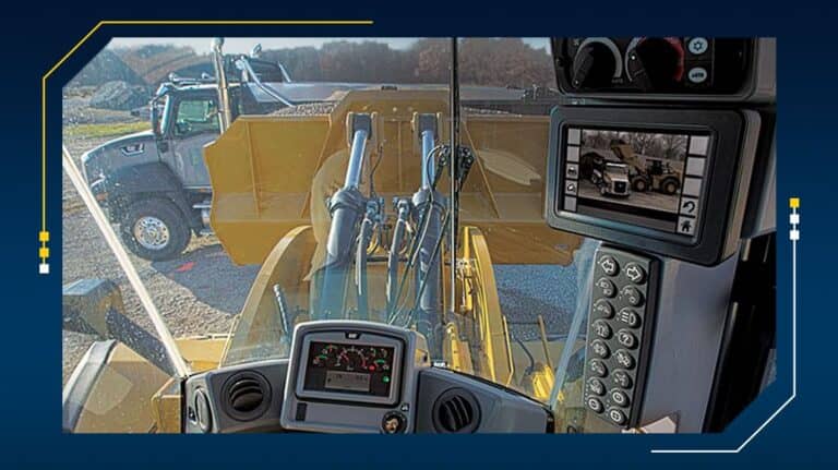 View from construction equipment cockpit