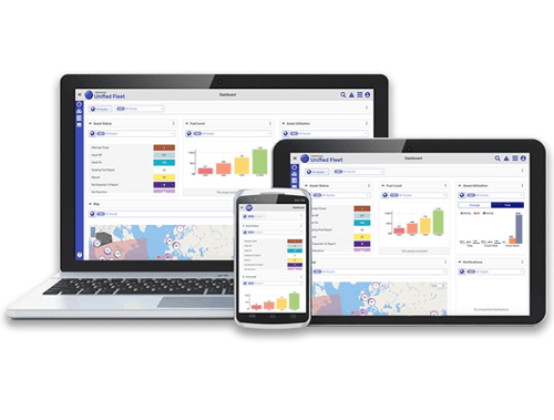 Devices displaying fleet management dashboard